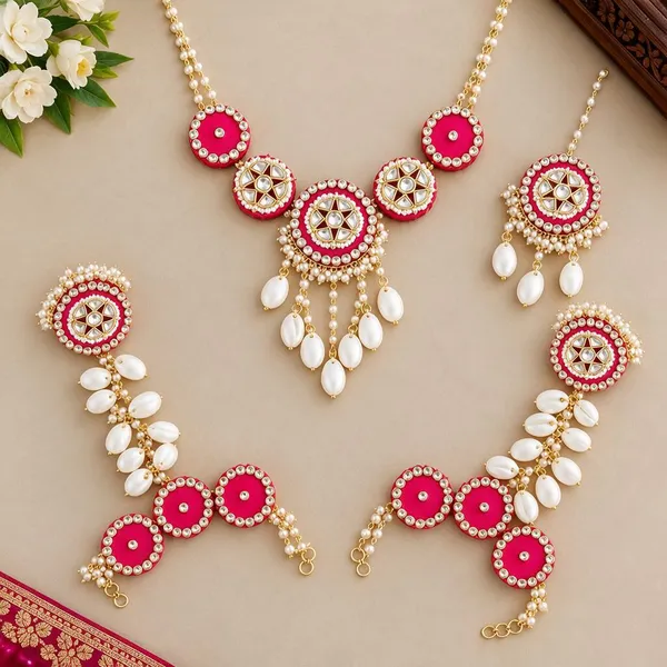 Pink_Gold_Tone_Pearl_Bridal_Haldi__Jewellery_Set_For_Women