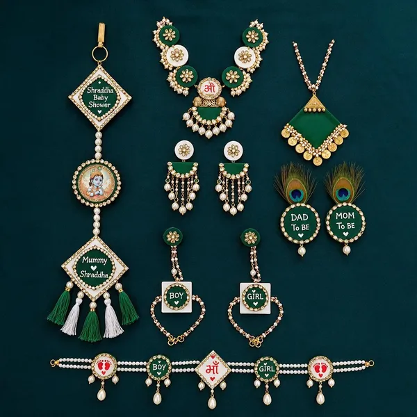 Green_Beaded_Baby_Shower_Jewellery_Set_For_Women
