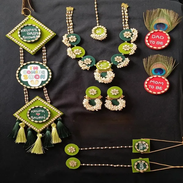 Green_Floral_Baby_Shower_Jewellery_Set_For_Women