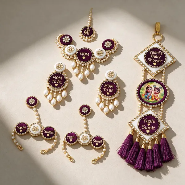 Maroon_Gold_Tone_Mom_To_Be_Jewellery_Set_For_Baby_Shower