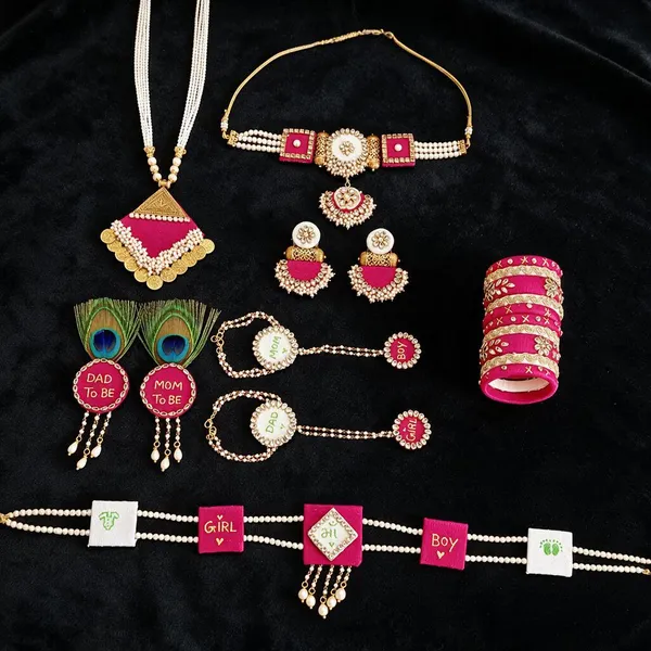 Pink_Gold_Tone_Baby_Shower_Jewellery_Set_For_Women