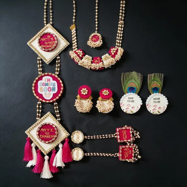 Red_Pearl_Baby_Shower_Jewellery_Set_For_Mom_To_Be
