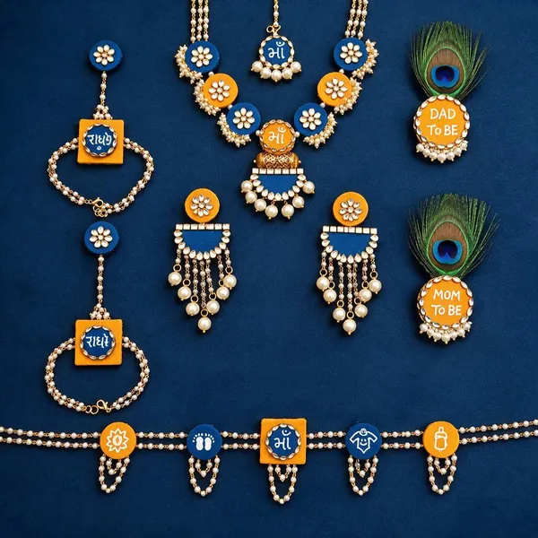 Blue_Orange_Beaded_Baby_Shower_Jewellery_Set_For_Women