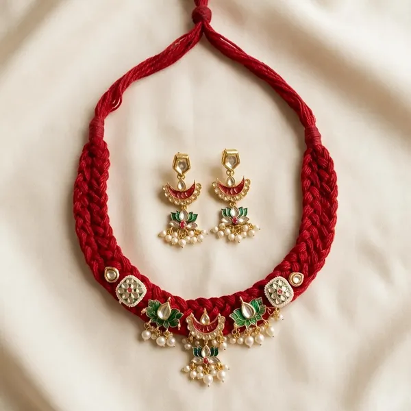 Red_Thread_Traditional_Necklace_Set_For_Women