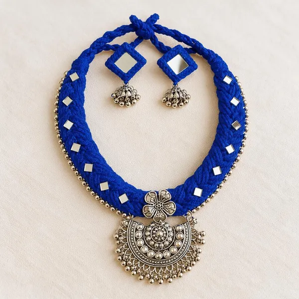 Blue_Thread_Oxidised_Necklace_Set_For_Women