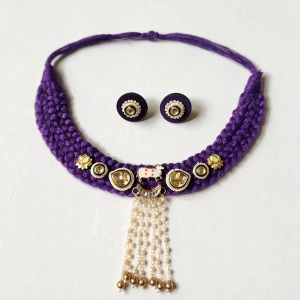 Purple_Beaded_Choker_Necklace_Set_For_Women
