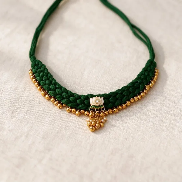 Green_Braided_Beaded_Choker_Necklace_For_Women