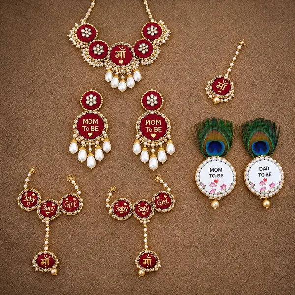 Red_Pearl_Baby_Shower_Jewellery_Set_For_Mom_And_Dad