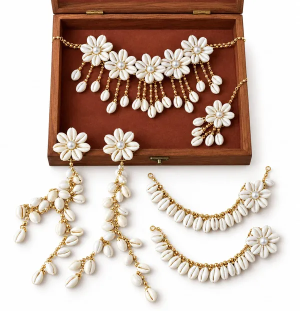 White_Shell_Floral_Jewellery_Set_For_Women