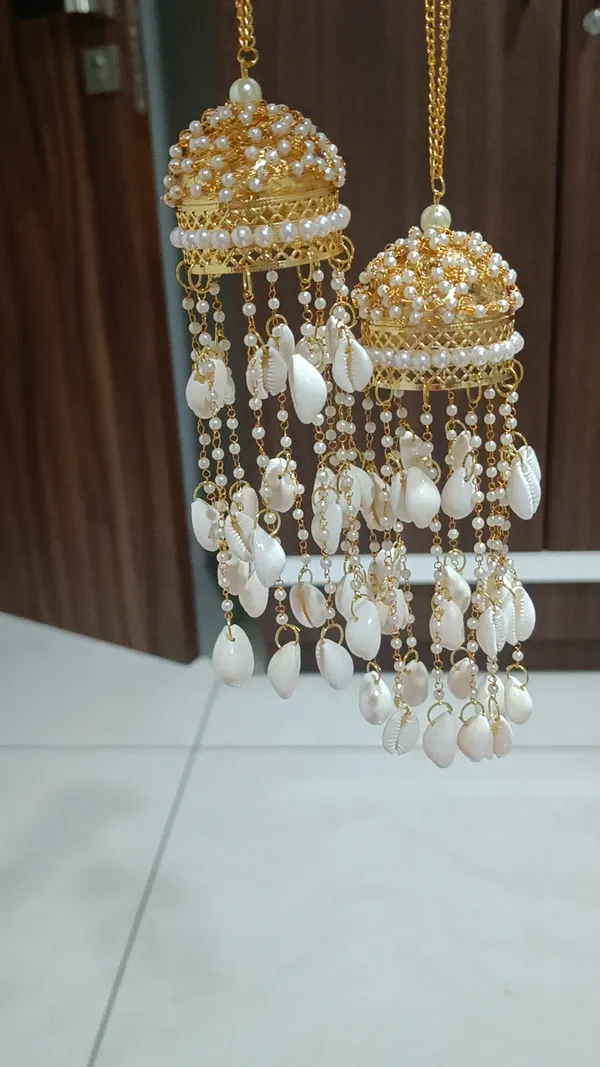 Gold-Tone_Pearl_Shell_Jhumka_haldi_hand_kalire__for_Women