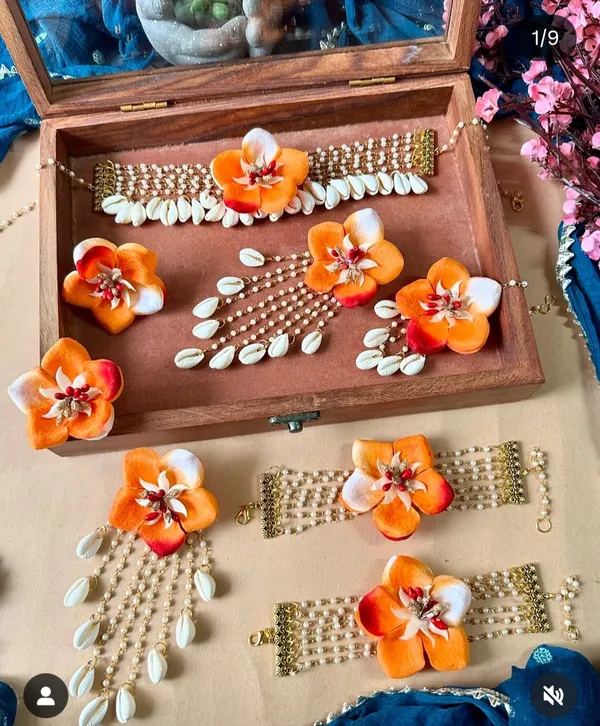 Orange_Floral_Pearl_Style_Jewellery_Set_for_Women