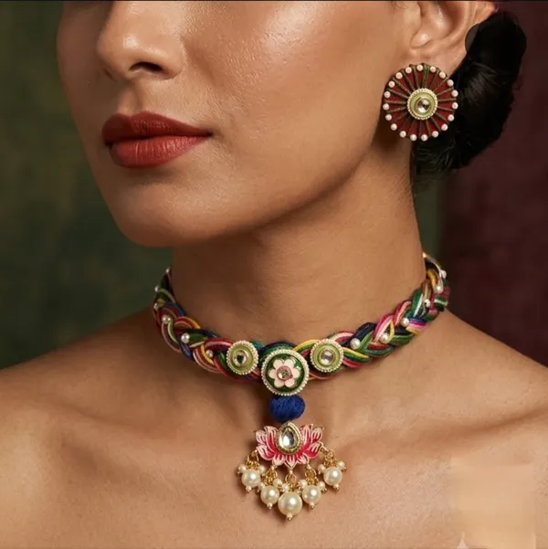 Multicolour_Thread_Choker_Necklace_Set_For_Women