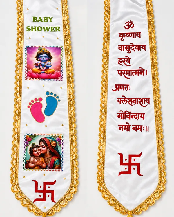 baby_shower_duppata_with_couple_photo_and_hand_paiting