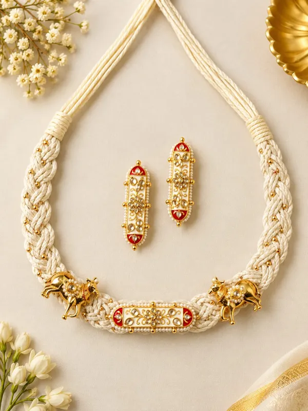 White_Thread_Traditional_Necklace_Set_for_Women