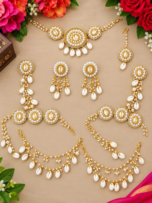 Gold_Tone_Cowrie_Shell_Bridal_Jewellery_Set_for_Women
