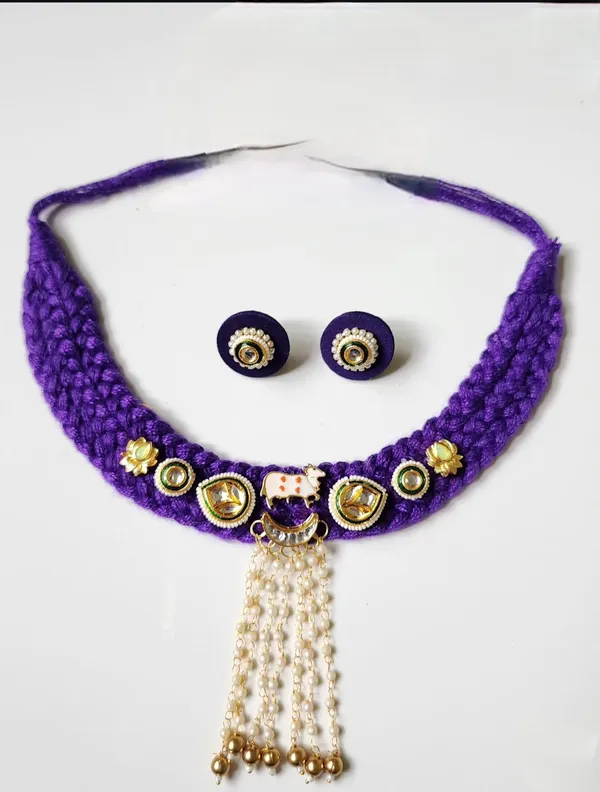 Purple_Beaded_Choker_Necklace_Set_For_Women