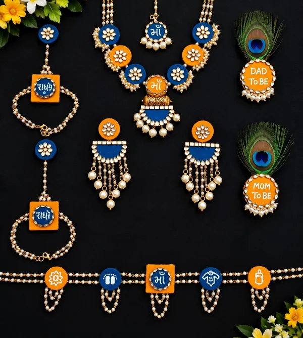 Blue_Orange_Beaded_Baby_Shower_Jewellery_Set_for_Women