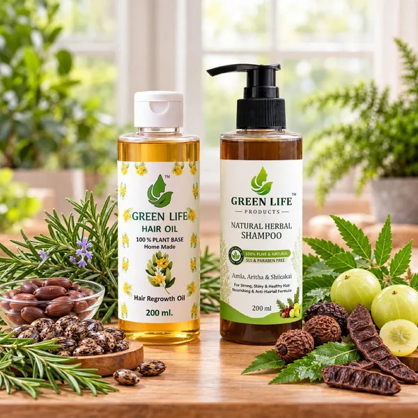 Green_Life_Natural_Herbal_Shampoo_And_Hair_Oil_Set_Pack_Of_2