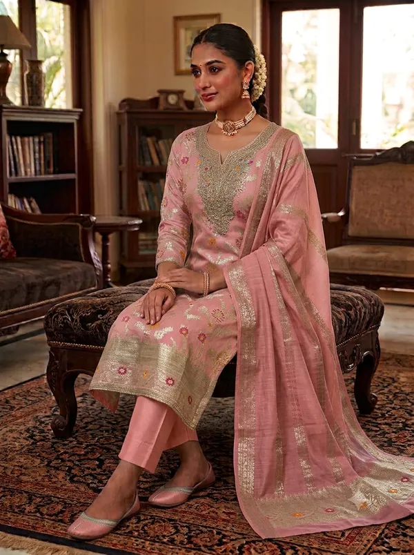 light_peach__vichitra_silk_top_and_duppataEmbroidered_Ethnic_Suit_Set_for_W