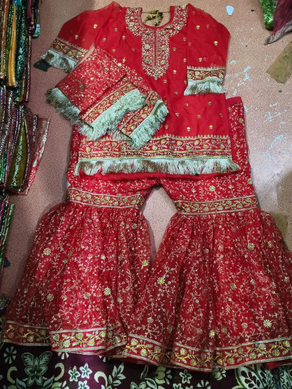 RED_banarasi__khaddi_silk_unstiched_ghara/_sharara_set.._with_full_jal_emboirdeiry_and_hand_work_on_duppata_,_top_,_bottom