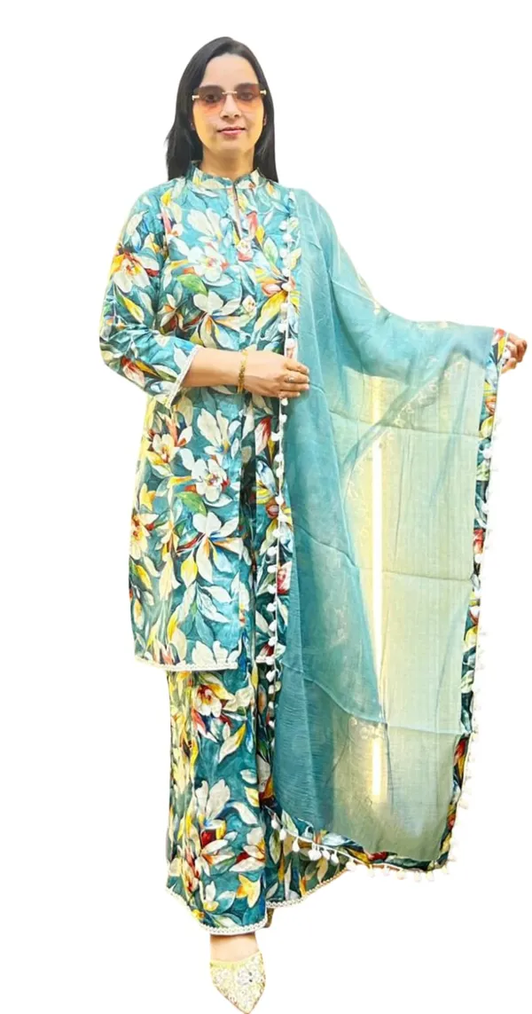 cord_sets___with_added_duppatta_with_pompom_lace,_front_open_style__highh_slit,_with_flare_plazzo