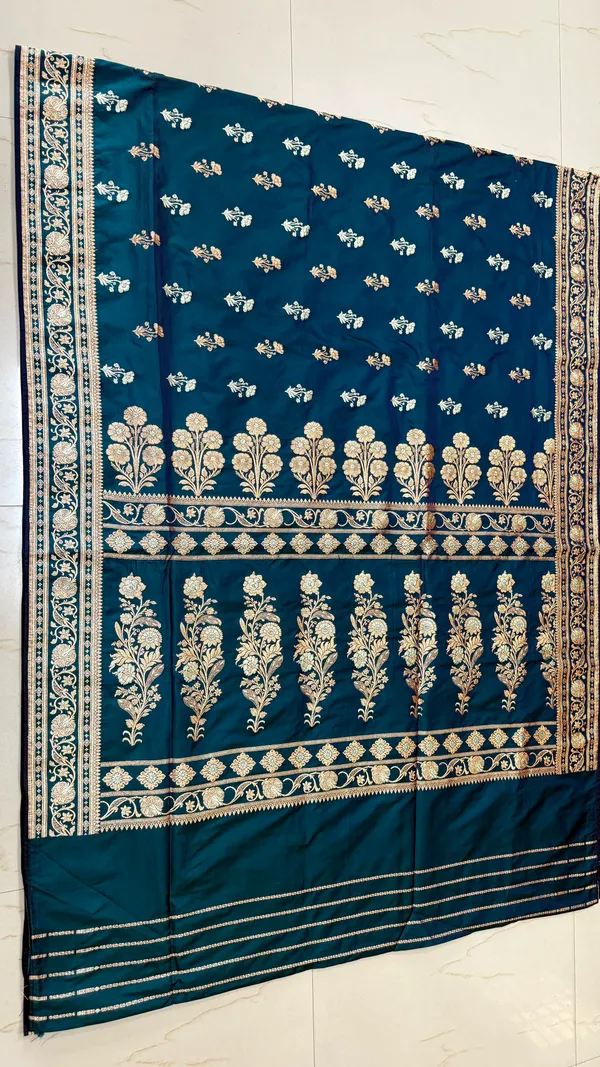 Deep_turquoise_Banarasi_Silk_Saree
