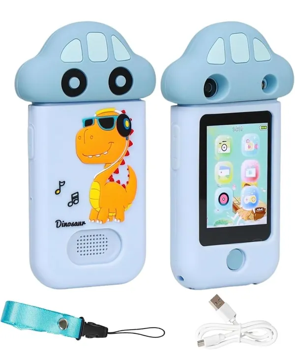 Kids_Camera_Toy_Phone,Rechargeable,_Games,_Music_&_Alarm,_Blue_Dinosaur_Car_Design_for_Boys_&_Girls