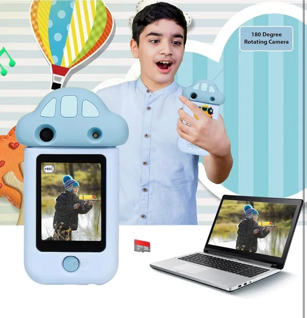 Kids_Camera_Toy_Phone,Rechargeable,_Games,_Music_&_Alarm,_Blue_Dinosaur_Car_Design_for_Boys_&_Girls