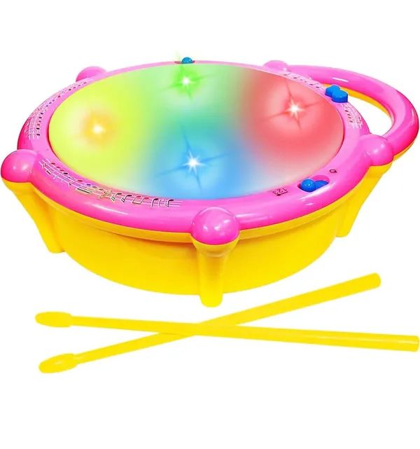 Kids_Electronic_Musical_Drum_Toy_with_LED_Lights,_Multiple_Sound_Modes,_2_Drumsticks_Included,_Pink_and_Yellow