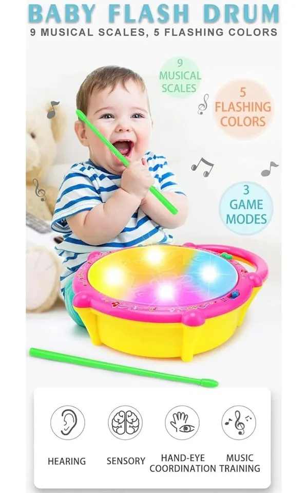 Kids_Electronic_Musical_Drum_Toy_with_LED_Lights,_Multiple_Sound_Modes,_2_Drumsticks_Included,_Pink_and_Yellow