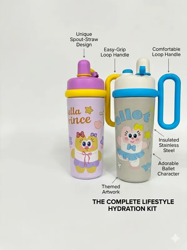 Stay_Hydrated_in_Style:_The_Sweet_Sip_Pastel_Tumbler_with_Spout_Straw,_Easy_Grip_Loop_Handle,_Adorable_Ballet_Character_Design,_Pink_and_Yellow