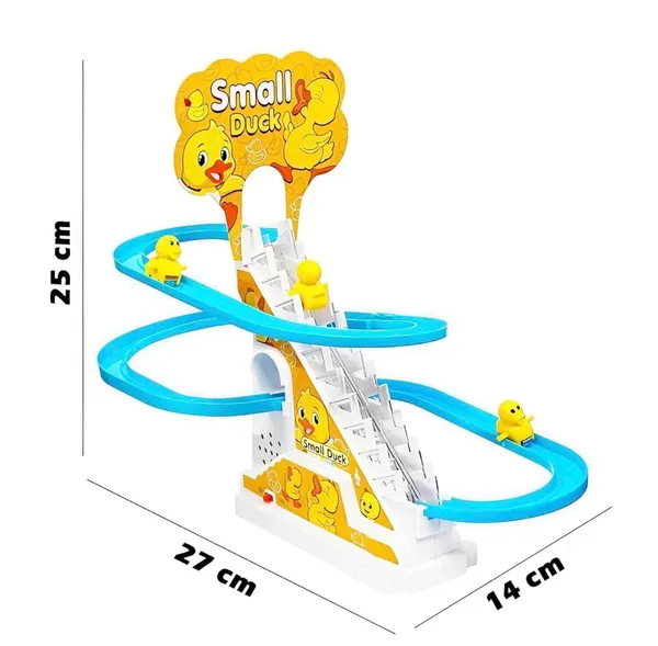 FAMNEST_JOYBOX_Musical_Duck_Climbing_Stairs_Toy_with_3_Small_Ducks,_Rollercoaster_Slide_Track_and_Upbeat_Music,_Battery_Operated_Playset_for_Toddlers