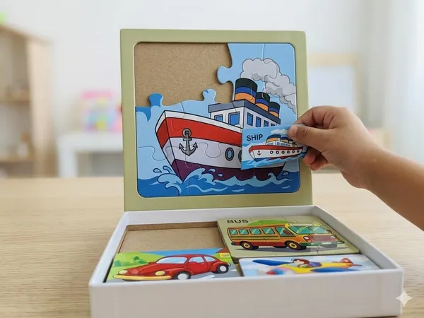 FAMNEST_JOYBOX_Magnetic_Puzzle_Game_for_Kids_|_4-in-1_Vehicle_Jigsaw_Puzzles_with_Magnetic_Base_|_Educational_Learning_Travel_|_Toys_for_Toddlers_Boys_&_Girls_|_Gifts_for_Kids