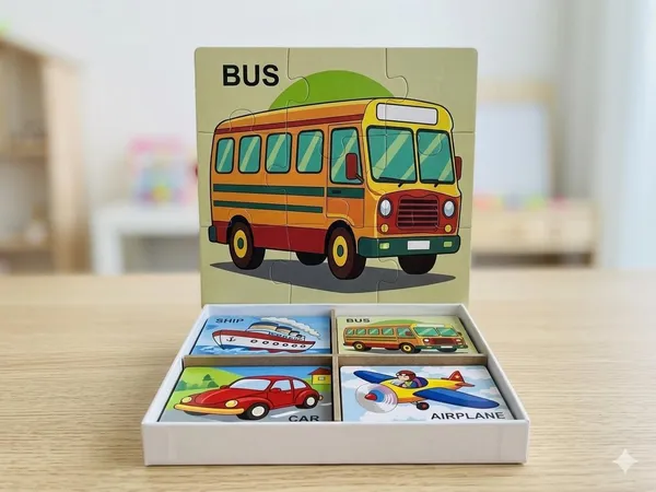 FAMNEST_JOYBOX_Magnetic_Puzzle_Game_for_Kids_|_4-in-1_Vehicle_Jigsaw_Puzzles_with_Magnetic_Play_Base_|_Educational_Travel_Toys_for_Toddlers_Boys_and_Girls