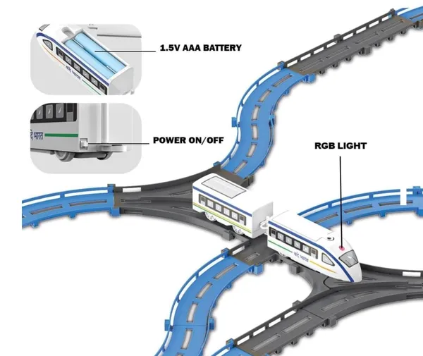 FAMNEST_JOYBOX_Bullet_Train_Toy_Set_with_Track,_Battery_Operated_Electric_High-Speed_Train,_43_Pieces_DIY_Railway_with_Lights,_Toy_for_Kids_12+_Months
