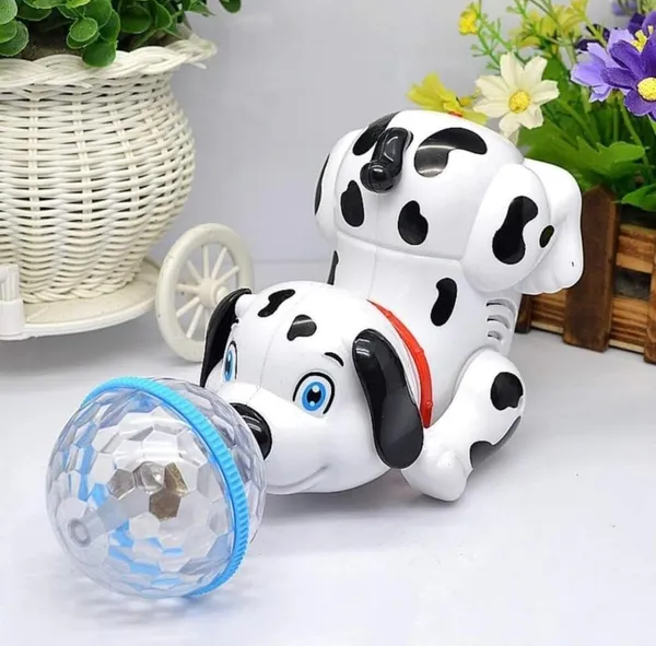FAMNEST_JOYBOX_Dancing_Dog_Toy_for_Kids_with_360_Degree_Rotation_|_Colorful_3D_Projection_Flashing_Lights_&_Electric_Music,_Battery_Operated_Musical_Dalmatian_Pet_Toy