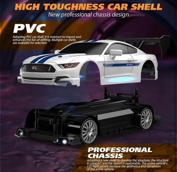 FAMNEST_JOYBOX_1:24_Scale_RC_Drift_Car_|_4WD_High_Speed_2.4GHz_Remote_Control_|_Racing_Vehicle_with_LED_Lights_|_Extra_Tires_and_Traffic_Cones_for_Boys_|_Variable_Speed_Control,_Long_Endurance,_White