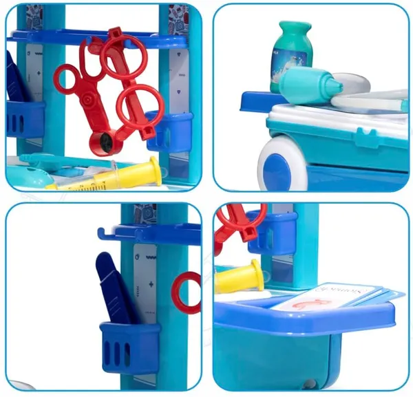 FAMNEST_JOYBOX_3-in-1_Doctor_Kit_for_Kids_|_Portable_Pretend_Play_Medical_Trolley_Suitcase_with_LED_Light_Instruments_and_Sounds_|_Blue_Playset_for_Boys_Girls_|_Doctor_Set_for_Kids