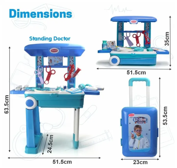 FAMNEST_JOYBOX_3-in-1_Doctor_Kit_for_Kids_|_Portable_Pretend_Play_Medical_Trolley_Suitcase_with_LED_Light_Instruments_and_Sounds_|_Blue_Playset_for_Boys_Girls_|_Doctor_Set_for_Kids