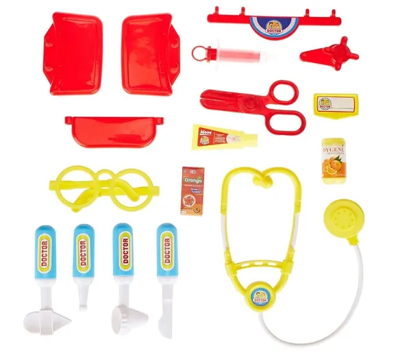 FAMNEST_JOYBOX_Kids_Doctor_Play_Set_with_21_Pcs_Medical_Kit_in_Blue_Carry_Case_|_Pretend_Play_Doctor_Toy_Stethoscope_for_Boys_&_Girls_Ages_3+_|_Blue_Suitcase_Case,_22x24cm_|_Removable_Workstation_Tray
