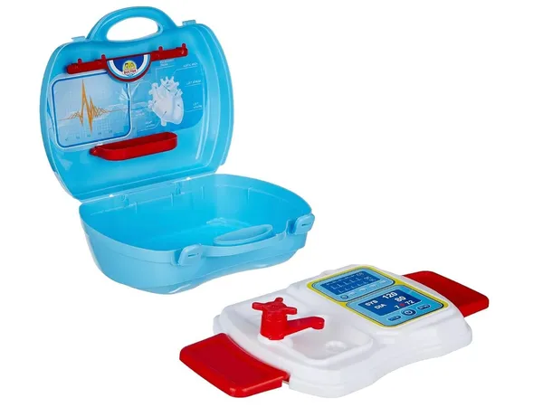 FAMNEST_JOYBOX_Kids_Doctor_Play_Set_with_21_Pcs_Medical_Kit_in_Blue_Carry_Case_|_Pretend_Play_Doctor_Toy_Stethoscope_for_Boys_&_Girls_Ages_3+_|_Blue_Suitcase_Case,_22x24cm_|_Removable_Workstation_Tray