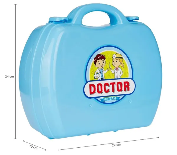 FAMNEST_JOYBOX_Kids_Doctor_Play_Set_with_21_Pcs_Medical_Kit_in_Blue_Carry_Case_|_Pretend_Play_Doctor_Toy_Stethoscope_for_Boys_&_Girls_Ages_3+_|_Blue_Suitcase_Case,_22x24cm_|_Removable_Workstation_Tray