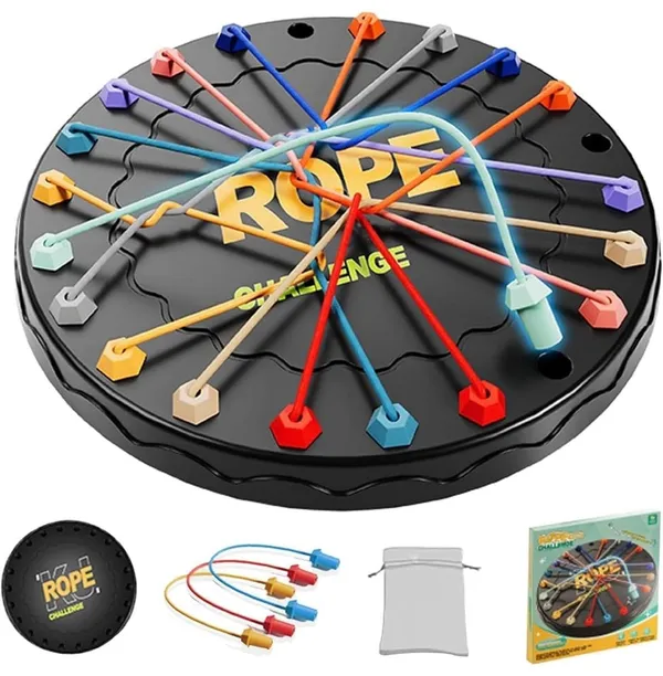 FAMNEST_JOYBOX_Rope_Challenge_Board_Game_for_Kids_and_Family_|_Interactive_Strategy_Puzzle_Skill_Game_with_Colorful_Elastic_Ropes_and_Storage_Pouch_|_Educational_Toy,_Ages_6+