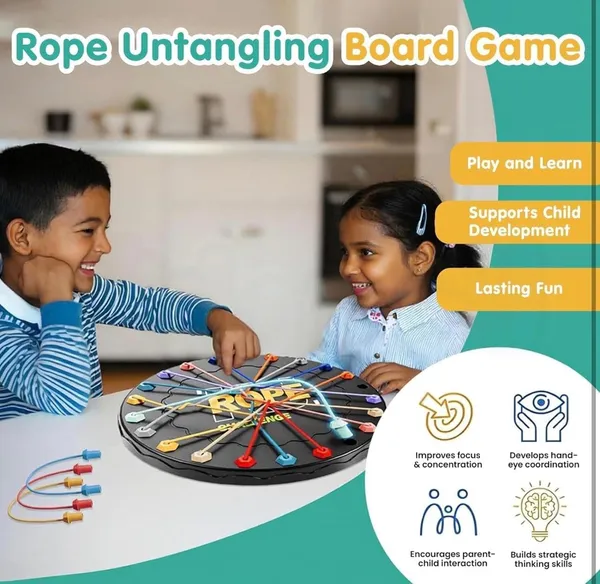 FAMNEST_JOYBOX_Rope_Challenge_Board_Game_for_Kids_and_Family_|_Interactive_Strategy_Puzzle_Skill_Game_with_Colorful_Elastic_Ropes_and_Storage_Pouch_|_Educational_Toy,_Ages_6+