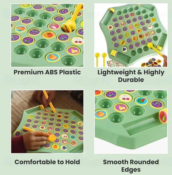 FAMNEST_JOYBOX_Memory_Matching_Tile_Board_Game_for_Kids_|_Brain_Development_Flip_and_Match_Puzzle_Toy_with_4_Picking_Sticks_|_Family_Indoor_Fun_Game_Ages_3+,_Green,_50+_Memory_Pieces,_2_Sticker_Sheets