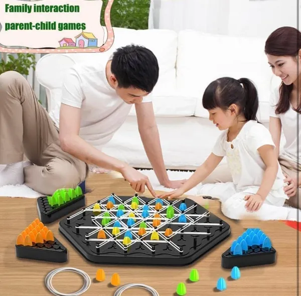 FAMNEST_JOYBOX_Puzzle_Geometry_Chain_Chess_Game_|_Elastic_Band_Strategy_Board_Game_for_2-4_Players_|_Educational_Logic_Brain_Teaser_Toy_for_Kids_Ages_6+_|_Colorful_Pieces,_Indoor_Thinking_Game