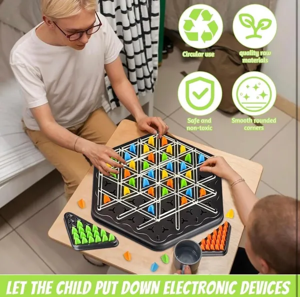 FAMNEST_JOYBOX_Puzzle_Geometry_Chain_Chess_Game_|_Elastic_Band_Strategy_Board_Game_for_2-4_Players_|_Educational_Logic_Brain_Teaser_Toy_for_Kids_Ages_6+_|_Colorful_Pieces,_Indoor_Thinking_Game