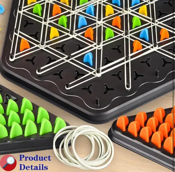 FAMNEST_JOYBOX_Puzzle_Geometry_Chain_Chess_Game_|_Elastic_Band_Strategy_Board_Game_for_2-4_Players_|_Educational_Logic_Brain_Teaser_Toy_for_Kids_Ages_6+_|_Colorful_Pieces,_Indoor_Thinking_Game
