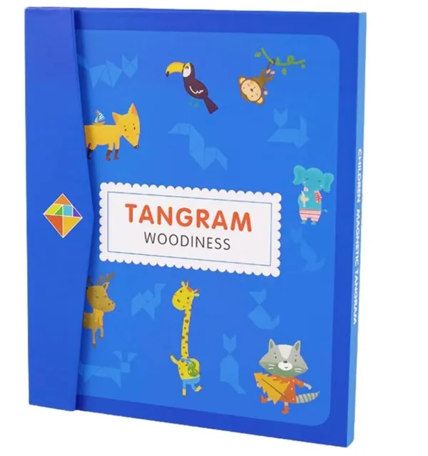 FAMNEST_JOYBOX_Wooden_Tangram_Puzzle_Book_for_Kids_|_7-Piece_Colorful_Magnetic_Shape_Brain_Teaser_with_Pattern_Cards_|_Friendly_Magnetic_Puzzle_Game_|_Travel_Educational_Toy_for_Ages_3+