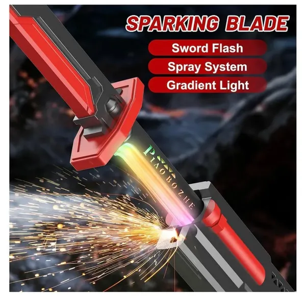 FAMNEST_JOYBOX_LED_Light_Sword_Toy_for_Kids_and_Adults_|_RGB_Gradient_Light_Saber_with_Sound_and_Spray_Mist_Effect_|_Type-C_Rechargeable_Battle_Katana_|_Battle_Toy_for_Kids,_Black_Red